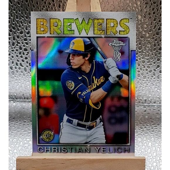 2021 Topps Chrome BEN BALLER Christian Yelich #86TB-7 86 Refractor Insert - Picture 5 of 6